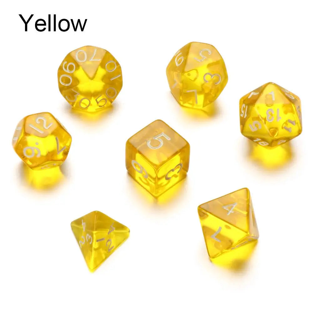 7-Piece Various Colored Transparent DND Dice