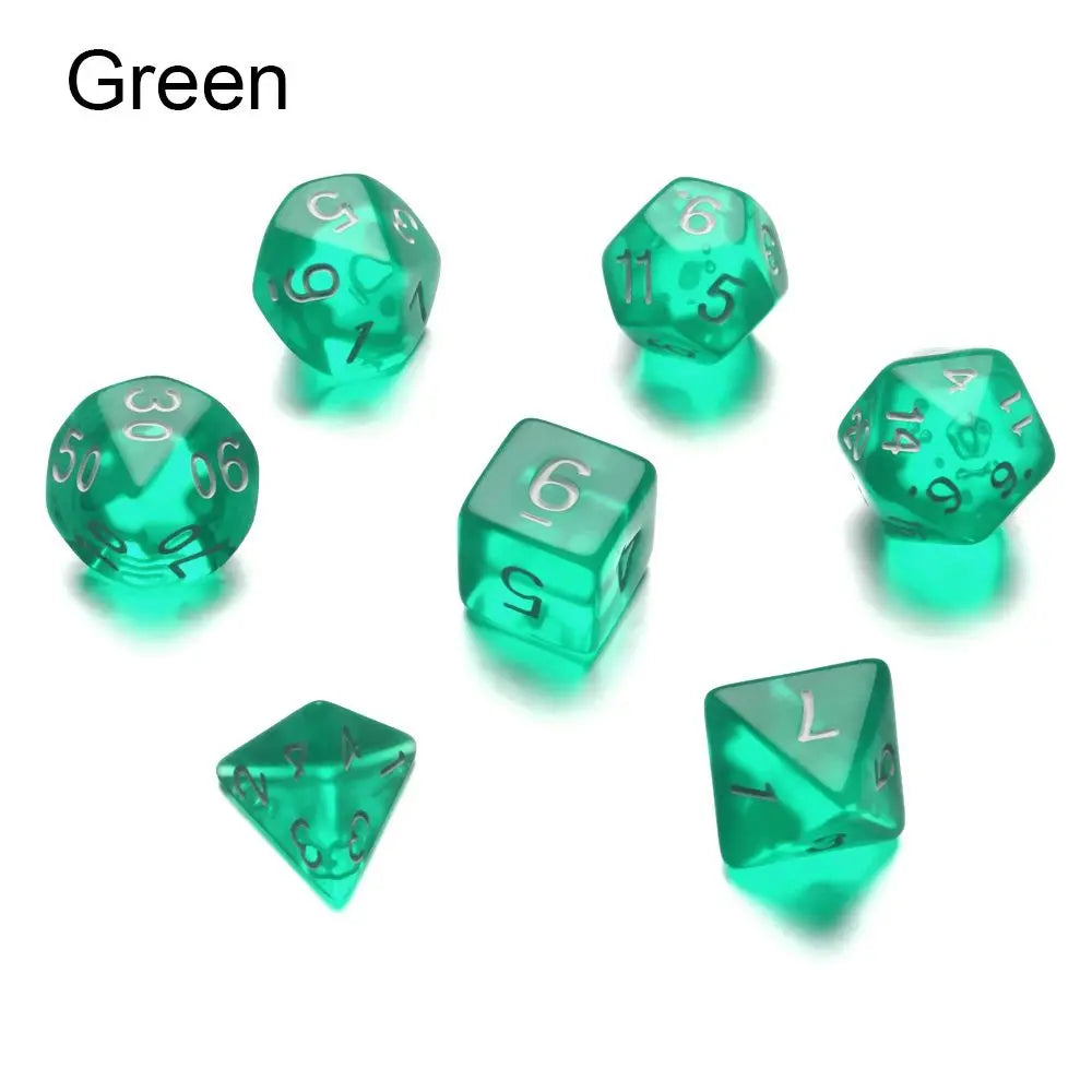 7-Piece Various Colored Transparent DND Dice