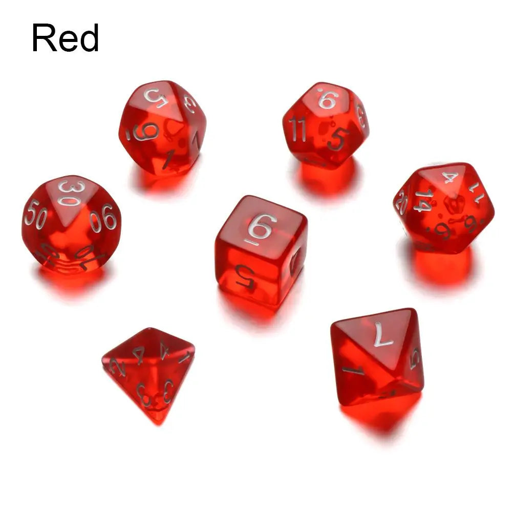 7-Piece Various Colored Transparent DND Dice