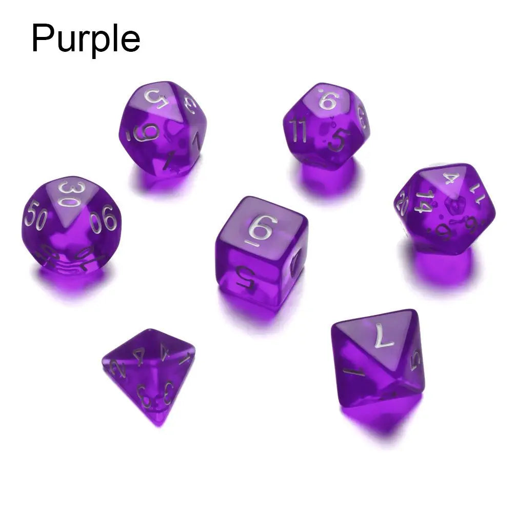 7-Piece Various Colored Transparent DND Dice