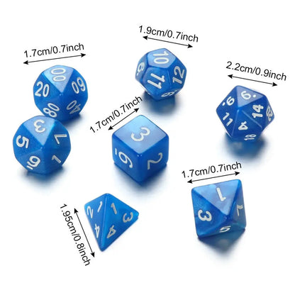 7-Piece Various Colored Transparent DND Dice