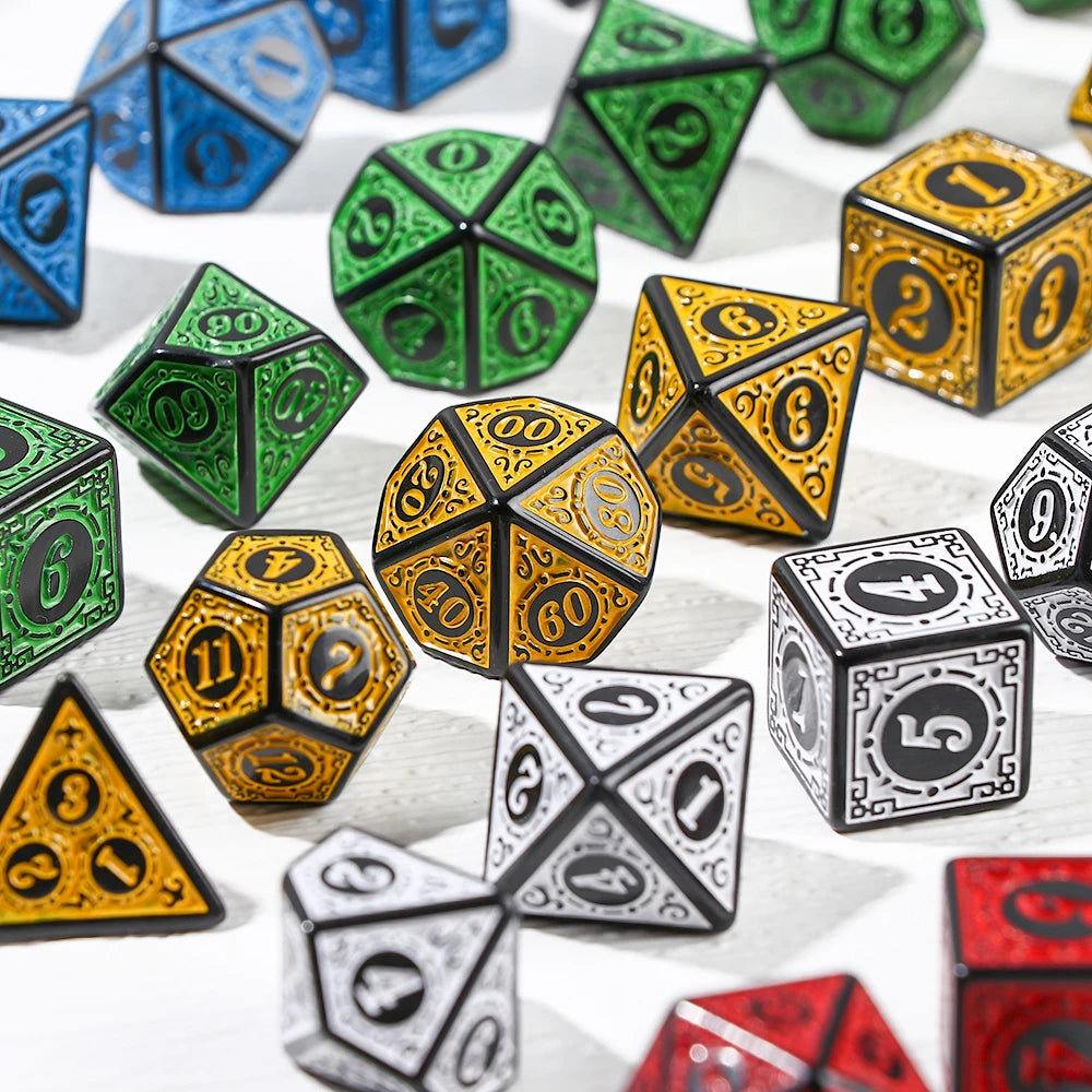 7-Piece Various DND Dice With Pattern