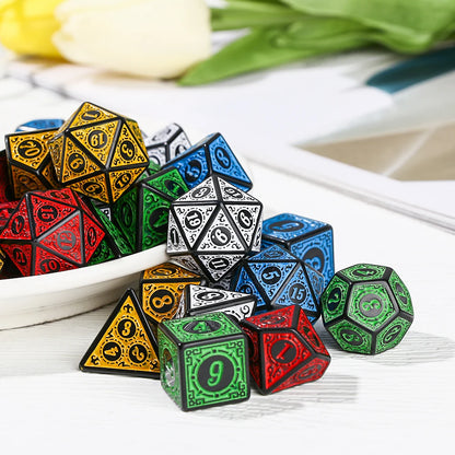 7-Piece Various DND Dice With Pattern